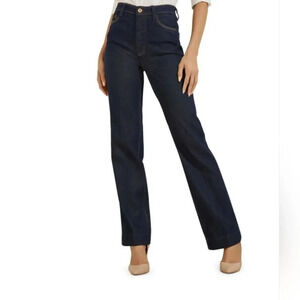 GUESS 80s Long Straight Leg High Rise Dark Wash Jeans Size 24 x 33